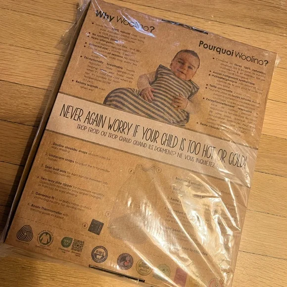 Woolino Baby Sleep Sack with Whale Print NWT - Picture 5 of 5